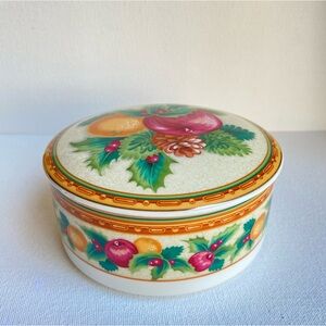 Mikasa Holiday Fruit Japan festive round lidded box for trinkets or jewelry